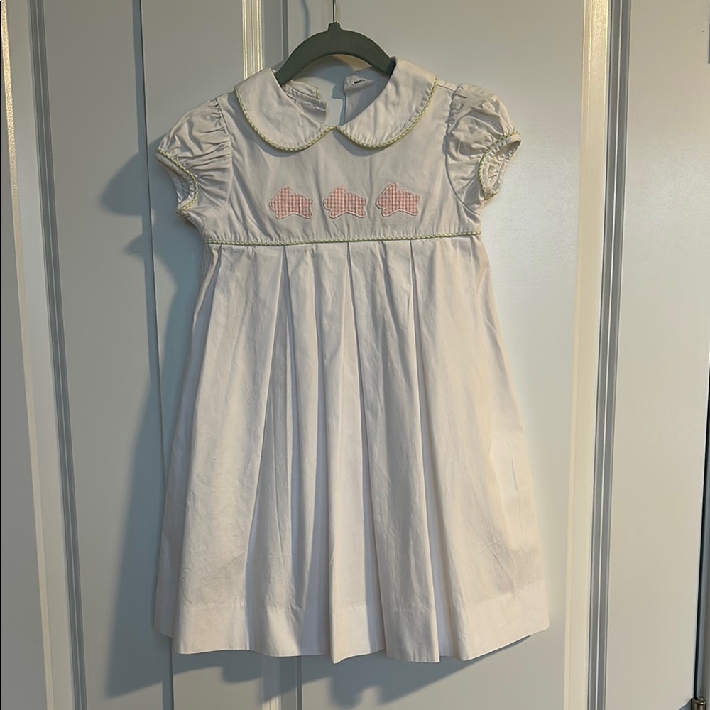 Cream Smocked dress with Peter Pan Collar and Puff Sleeves 🐰 Adorable for Easter